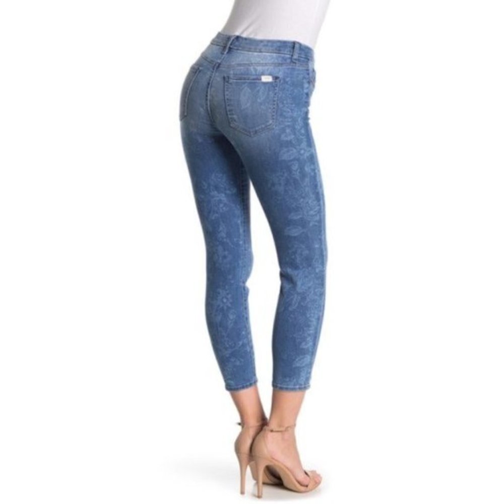 Jen7 7 For All Mankind Womens Blue Floral High Rise Ankle Skinny Jean Sz 18 New